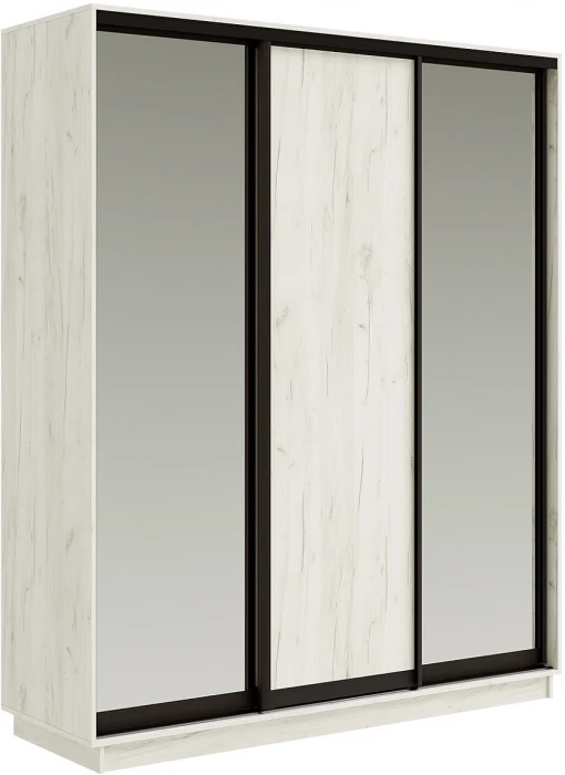 Тринити NEW Шкаф-купе 1800, Дуб крафт белый (вставка зеркало х2 + фасад)