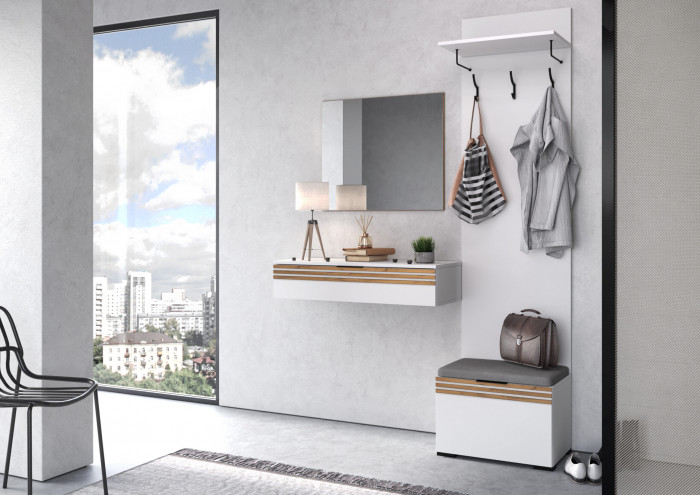 Прихожая Нао, набор №1, Белый/Белый, Вотан, Simple 27