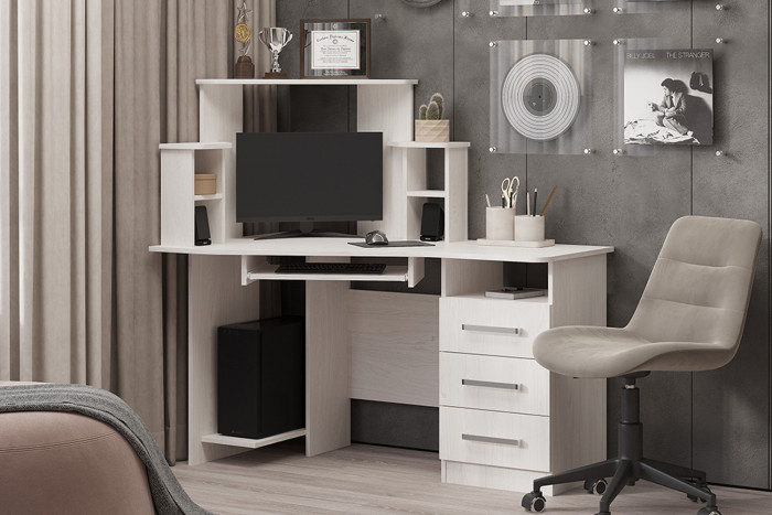 "Каспер" стол компьютерный ясень белый