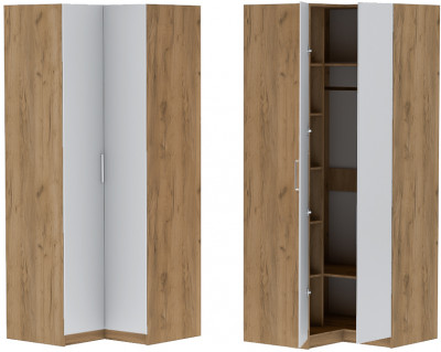 Шкаф угловой "Иннэс-7" - Крафт золотой/Белый