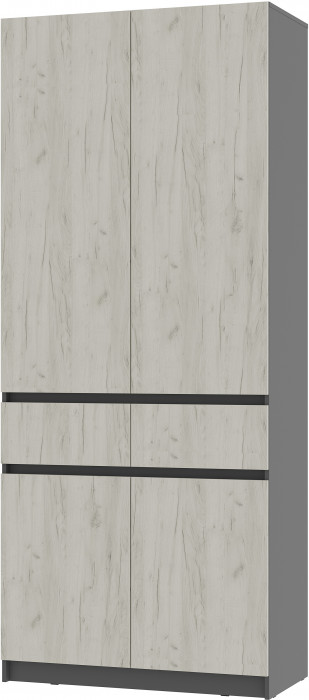 Шкаф 2-х створчатый "Багира" ШК-03 Графит/Крафт белый