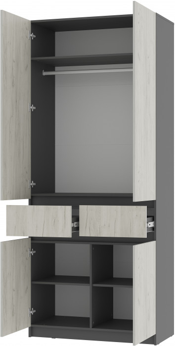 Шкаф 2-х створчатый "Багира" ШК-03 Графит/Крафт белый
