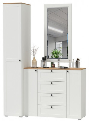 Остин Прихожая 20, белый шагрень/дуб крафт золотой