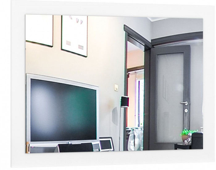 Муссон Кровать 11.28 + под. ортопед + 13.97 + Зеркало СВК + Тумба ТВ 13.276, цвет белый/чёрный/дуб эндгрейн элегантный/кожзам белый, 1600х2000 мм, б/м