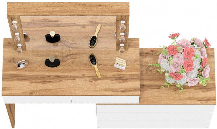 Стол косметический с подсветкой 110, дуб вотан/белый