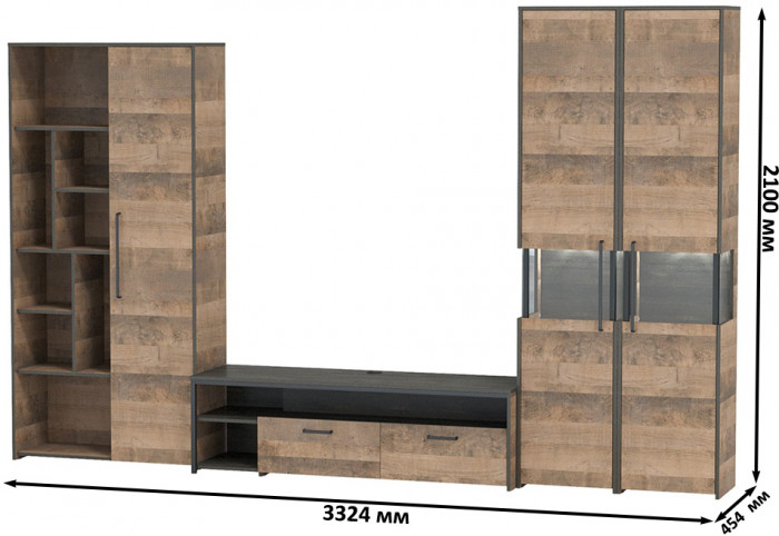 Трувор Гостиная 034, дуб гранж песочный/интра