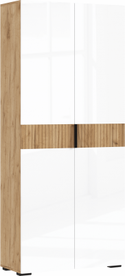 Роджинамиф Шкаф двухстворчатый (800) (Белый глянец, Дуб Крафт Золотой)