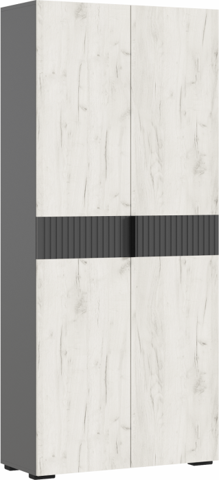 Роджинамиф Шкаф двухстворчатый (800) (Белый глянец, Дуб Крафт Золотой)
