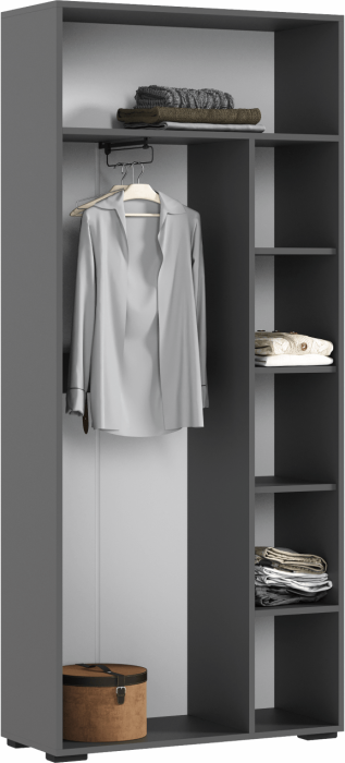 Роджинамиф Шкаф двухстворчатый (800) (Белый глянец, Дуб Крафт Золотой)