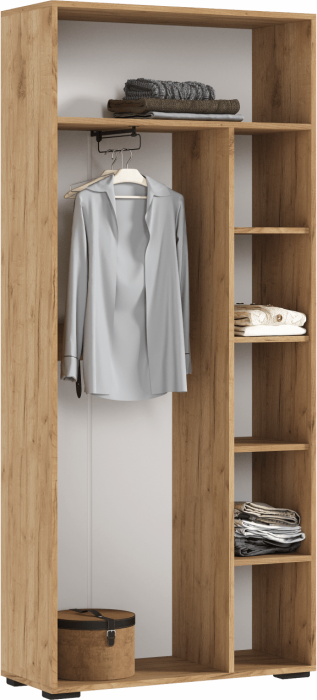 Роджинамиф Шкаф двухстворчатый (800) (Белый глянец, Дуб Крафт Золотой)