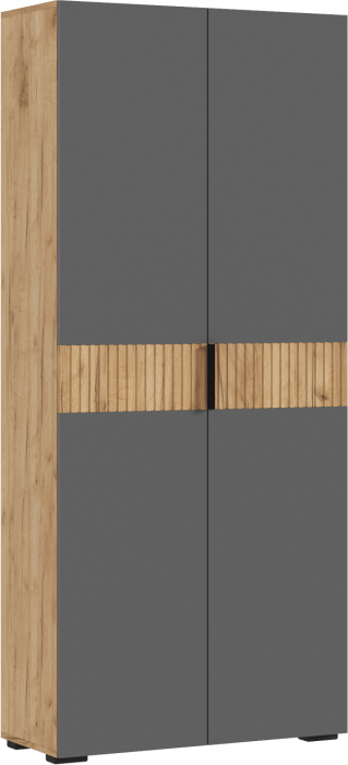 Роджинамиф Шкаф двухстворчатый (800) (Белый глянец, Дуб Крафт Золотой)