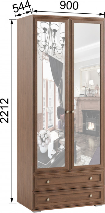 Ричард Шкаф 2-х ств. с зеркалом РШ-24, Орех донской