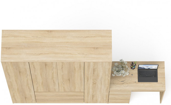 Мори компьютерный стол МС-6 левый + Шкаф МШ1600.1, дуб сонома