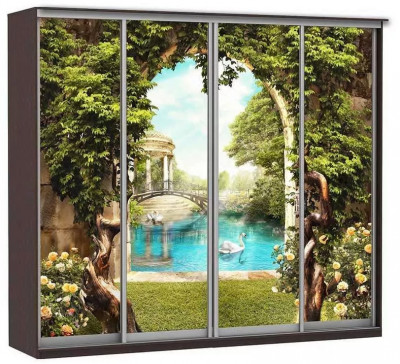 Шкаф купе Модерн 2362х600 4-х дверный 3-х секционный фотопечать №3 венге