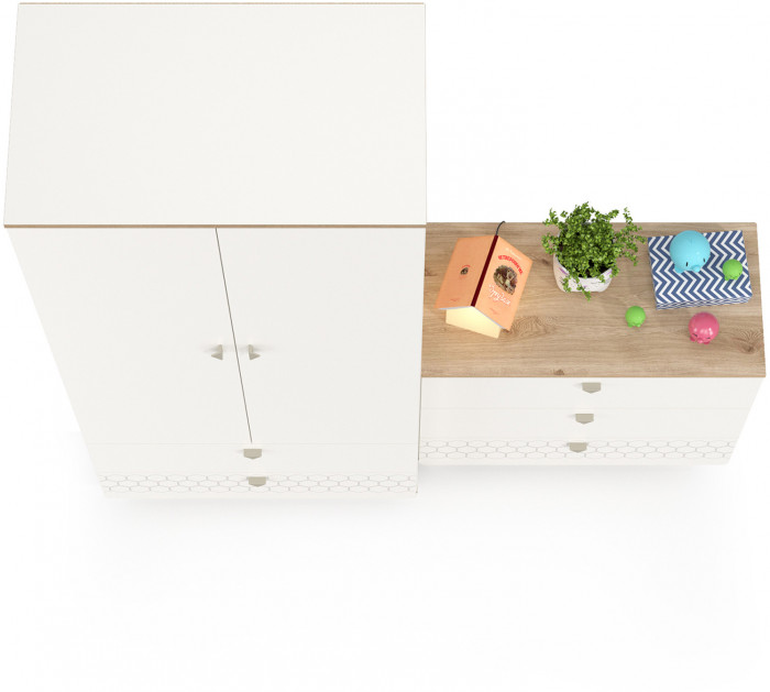 Эйп 13.334 Шкаф для одежды + 13.322 Комод , цвет белый/дуб белый, ШхГхВ 170х51,1х183,8 см., универсальная сборка