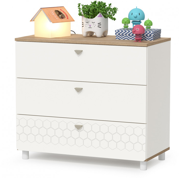 Эйп 13.334 Шкаф для одежды + 13.322 Комод , цвет белый/дуб белый, ШхГхВ 170х51,1х183,8 см., универсальная сборка