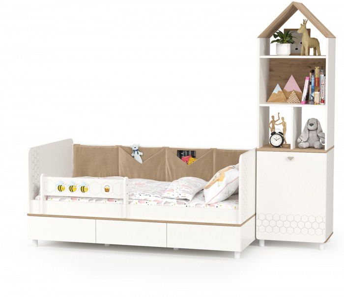 Эйп 11.40 Кровать + 13.14 Стеллаж, белый/дуб белый