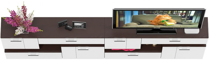 Две тумбы ТВ С-МД-С1-1400, венге/белый шагрень