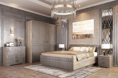 Модульная спальня "Римини" - Дуб мадура/Перламутр тауп
