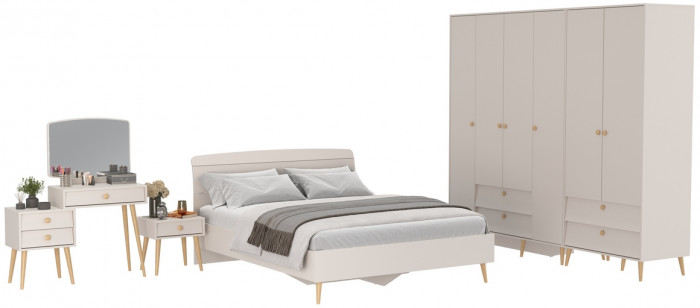 Афина Спальня 39-1600, цвет кашемир серый, сп.м. 1600х2000 мм., б/м, основание есть - фанера