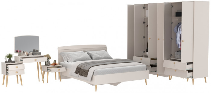 Афина Спальня 39-1600, цвет кашемир серый, сп.м. 1600х2000 мм., б/м, основание есть - фанера