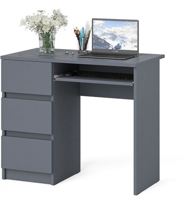 Мори Стол компьютерный МС-6 левый, цвет графит, ШхГхВ 90х50х76,6 см., выдвижные ящики слева, НЕ универсальная сборка