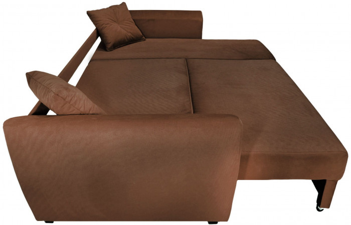 Диван-кровать угловой Амстердам Люкс, 150х200, еврокнижка, велюр, коричневый