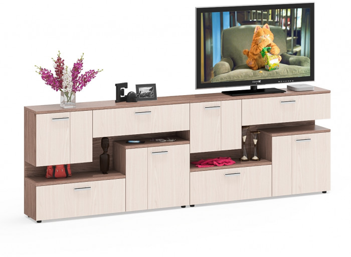 Две тумбы ТВ С-МД-С1-1400, ясень шимо светлый/ясень шимо тёмный