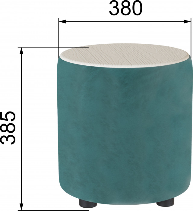 Пуф Пай, бирюза/мдф клен кремовый