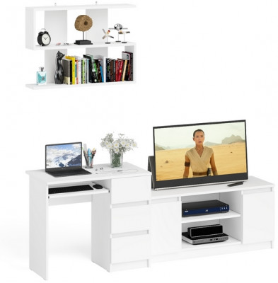 Мори компьютерный стол МС-6 правый + Тумба МТВ1200.1 + Полка 900, белый