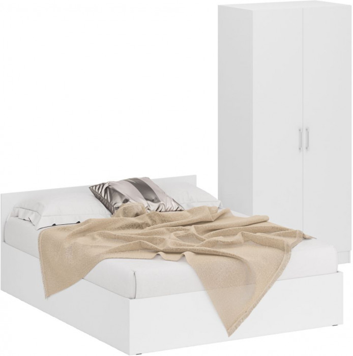 Кровать 1600 + Шкаф 2-х створчатый Стандарт, белый