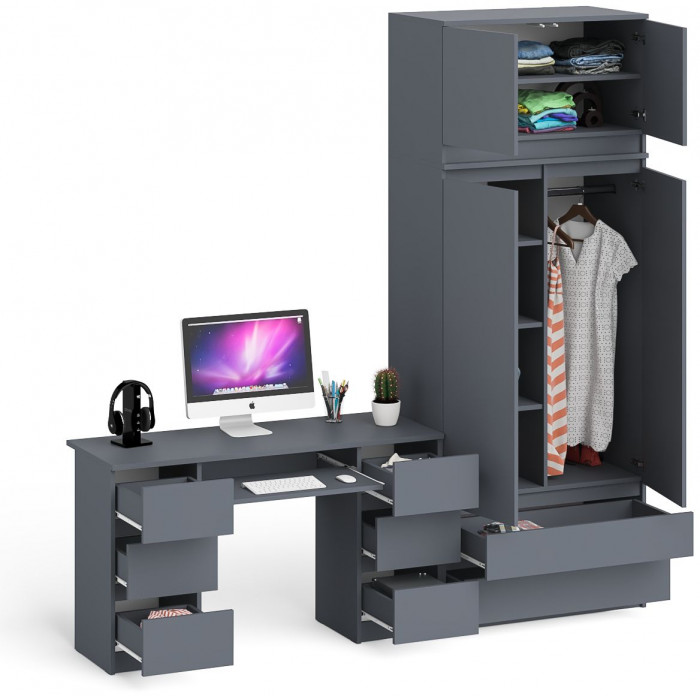 Мори компьютерный стол МС-2 + Шкаф МШ900.1 + Антресоль МА900.1, графит