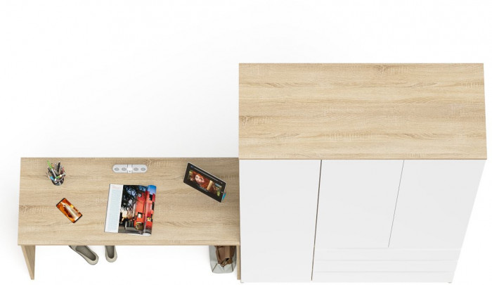 Мори письменный стол МСП1200.1 + Шкаф МШ1200.1, дуб сонома/белый