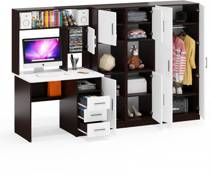 С-МД-СК9 Компоновка № 03, венге/белый шагрень