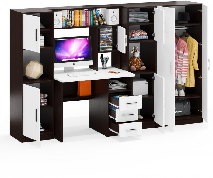 С-МД-СК9 Компоновка № 03, венге/белый шагрень