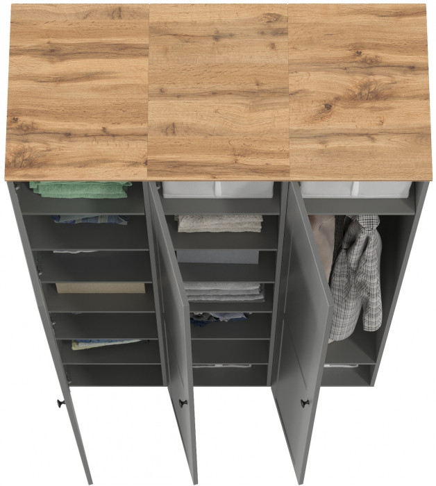Остин 13.225 Шкаф-пенал 3 шт., цвет серый графит/дуб крафт золотой, ШхГхВ 120х54,3х229,6 см., универсальная сборка
