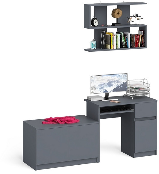 Мори компьютерный стол МС-1 правый + Тумба МА900.1 + Полка 900, графит