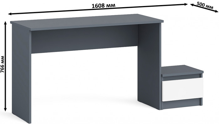 Мори письменный стол МСП1200.1 + Тумба ТМП400.1, графит/белый