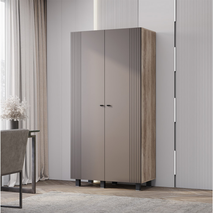 Шкаф 2-х створчатый Олива ШК-03, Дуб каньон, Муссон софт